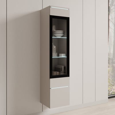 Meubella - Variety - Vitrinekast met LED - Beige - 30x33x130 cm