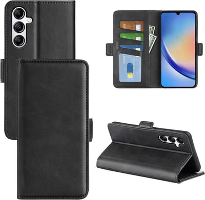 MobyDefend Hoesje - Geschikt voor Samsung Galaxy A34 - Luxe Wallet Book Case (Sluiting Zijkant) - Zwart
