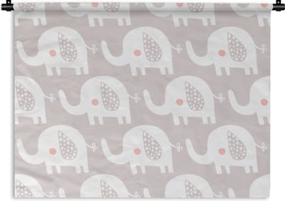 Wandkleed - Wanddoek - Olifant - Design - Stippen - 60x45 cm - Wandtapijt