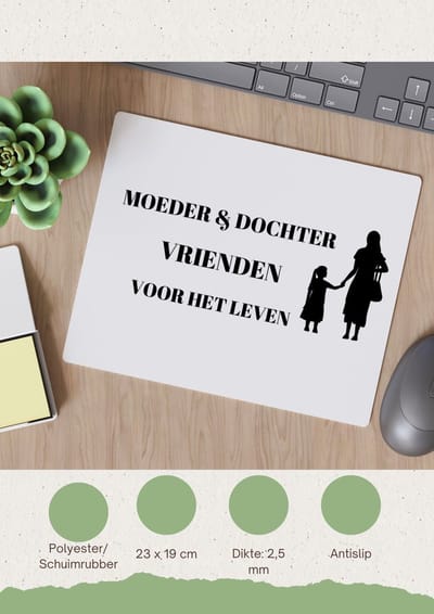 Akyol - moeder en dochter vrienden voor het leven Muismat - Dochter - moeder/dochter - moeder cadeautjes - moederdag - verjaardag - geschenk - kado - dochter - dochter artikelen - verjaardag dochter - 23 bij 19 cm