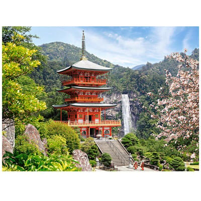 Perceuse ronde 5D bricolage diamant peinture Temple japonais broderie point de croix 20X30CM gray
