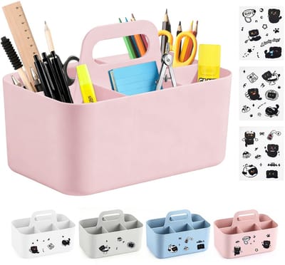 Dailygoods- Opbergmand met handvat - Kunststof - 5 vakken - Stapelbaar - BPA-vrij - 25 x 15,4 x 17 cm - Opbergdoos