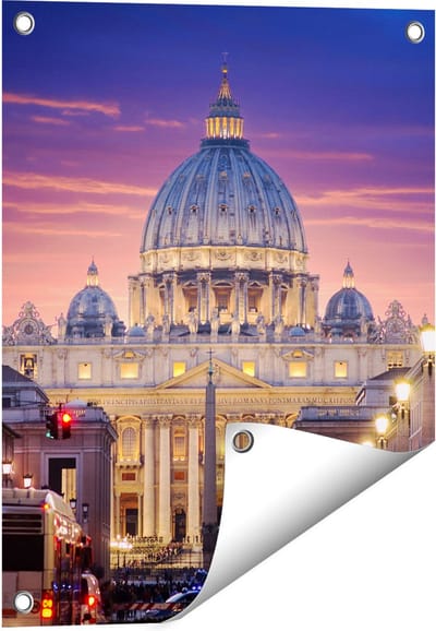 Gards Tuinposter Sint Pietersbasiliek in Rome, Itali� - 40x50 cm - Tuindoek - Tuindecoratie - Wanddecoratie buiten - Tuinschilderij