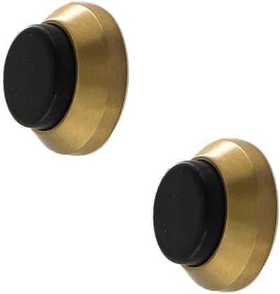 SnelShoppen - Wandmontage Deurstoppers RVS Champagne Goud met Zwarte Rubber | Ø1.1"X0.51" Kleine Handgrepen Bescherming | Plak- of Schroefinstallatie