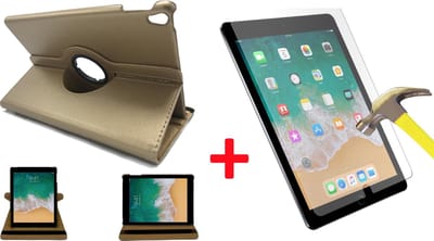Hoes geschikt voor Apple iPad Air 10.5 (2019) / Pro 10.5 (2017) + Screenprotector - Book Case 360 Graden Draaibare Cover - Goud