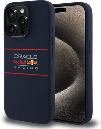 Red Bull Racing Silicone Oversize Horizontal Logo Back Cover hoesje met MagSafe voor Apple iPhone 15 Pro - Donkerblauw