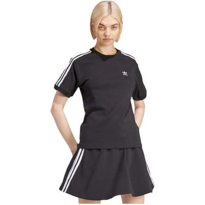 Adidas 3 stripes T-shirts Dames - Zwart - Maat 36/S - Katoen Jersey