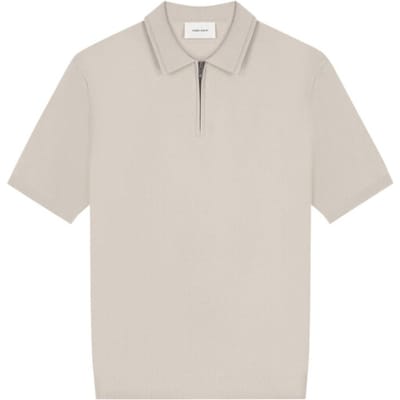 PURE PATH Zip Knitted Polo Polo's & T-shirts Heren - Polo shirt - Beige - Maat L