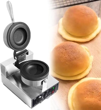 Burger Wafelmaker - Patty Pers - Thuis Koken - Dubbelzijdig Verwarmen - 4 Inch - Zilver