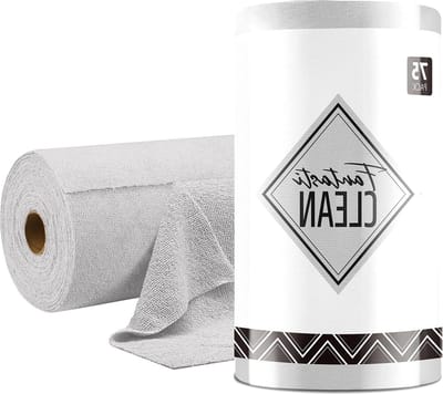 Microfiber Cleaning Cloth Roll - 75 Pack Tear-off Towels 30x30cm - Reusable Washable Rags - Grey