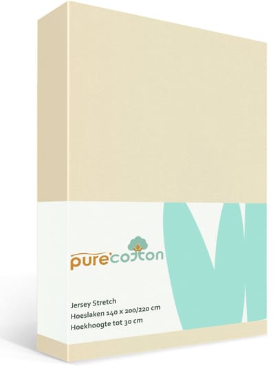 Hoeslaken 140x200 - Katoen jersey - Hoekhoogte 30cm - Elastiek rondom - Creme