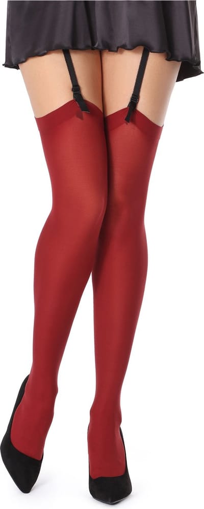 Bellivalini Dames Hold-Up Kousen - 60 Denier - Licht glanzend - Microvezel - Polyamide - BLV-FI-1007 - Burgundy - XS-S
