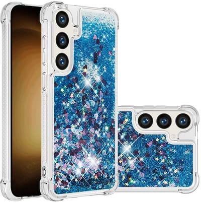 Coverup Hoesje - Geschikt voor Samsung Galaxy S24 FE Hoesje - Coverup Liquid Glitter Back Cover - Blauw