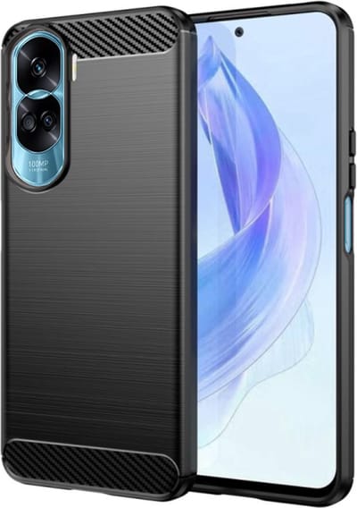 Hoesje geschikt voor HONOR 90 Lite - Techsuit Carbon Silicone Back Cover - Zwart