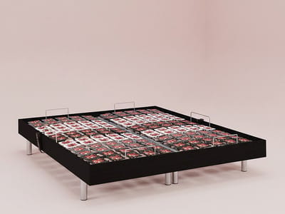 Vente-unique Elektrische bedbodem 2x65 met contactplaatjes kleur zwart hout van Ysmée - 2x80x200cm - motoren OKIN
