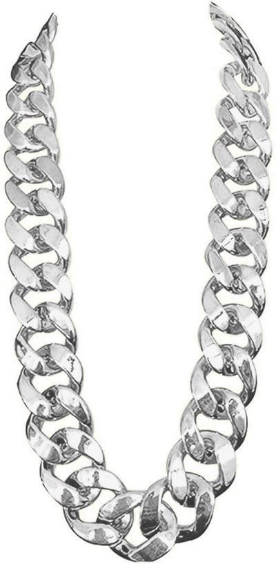 KIMU® Dikke Lange Zilveren Ketting 35mm - Kunststof Schakelketting Zilver Pimp New Kids Pooier Fout Feest Feestje Dames Heren Stoere Festival