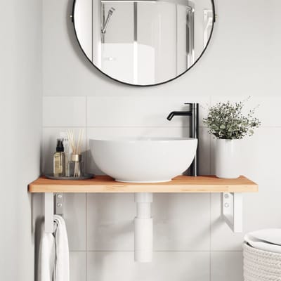 vidaXL - Badkamer - wandschap - staal - en - massief - beukenhout