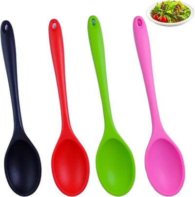 Set van 4 hittebestendige keukenscheppen van silicone, grote lepel voor koken, bakken en serveren, BPA-vrij en niet-plakkerig