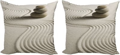 ABAKUHAUS Decoratieve kussenhoes met rotsmotief, 2 stuks, modern accent, dubbelzijdige digitale print, 50x50 cm, taupekleurig.