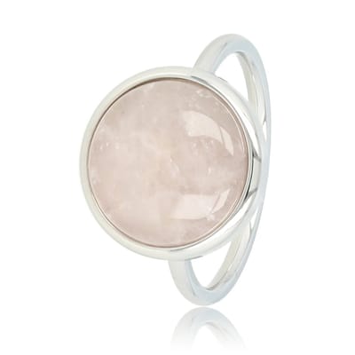 My Bendel - Ring Zilverkleurig met Rose Quartz Edelsteen - Zilverkleurige Ring - Unieke Rose Quartz Edelsteen - Liefdevol - met Luxe Cadeauverpakking | Sieraden Voor Dames | Maat 16.00 Mm / Maat 50
