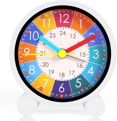 Analoge wekker voor kinderen zonder tikken, kinderwekker voor schoolbeginners, stille leerwekker, analoge wekker voor jongens en meisjes, kinderdagcadeau, batterij-aangedreven wekker