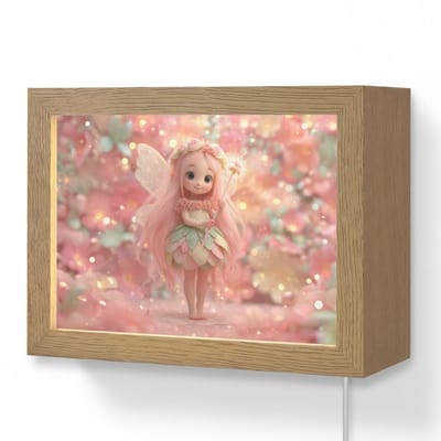 Wandlamp 20x15 cm - Oplaadbaar - Fee - Bloemen - Roze - Wandlampen binnen woonkamer - Slaapkamer lamp met kabel - Decoratieve nachtlamp - Vloerlamp snoer