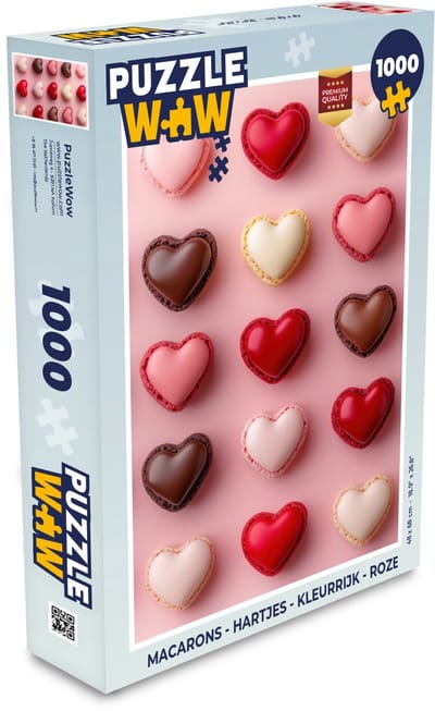 Puzzel Macarons - Hartjes - Kleurrijk - Roze - Legpuzzel - Puzzel 1000 stukjes volwassenen