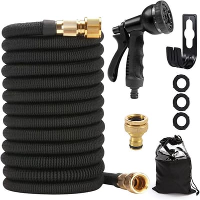 Uittrekbare Tuinslang - Flexibele Waterslang - Tuin en Auto - Tot 3x Lengte - 15 Meter - Zwart