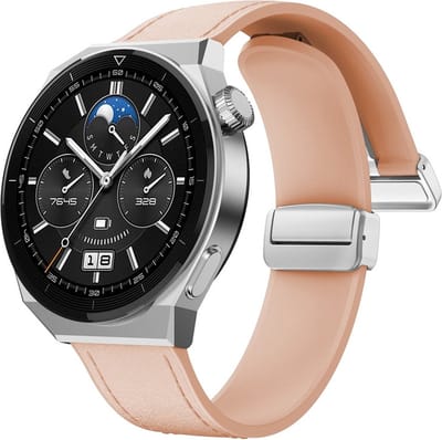 Hybride siliconen-leren bandje - geschikt voor Garmin Venu 2 / Venu 3 / Vivoactive 4 / Forerunner 255 / 265 - roze