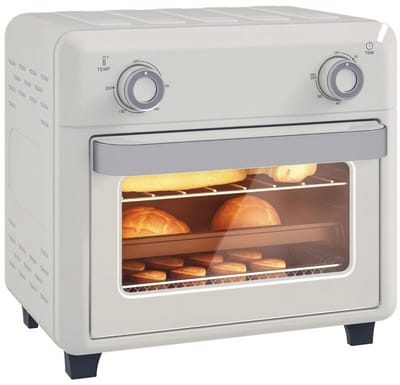 ECTEATOY® 10L Mini Heteluchtoven & Airfryer, 1000W met Timer, voor Frituren, Grillen & Bakken, Vaatwasserbestendig, Crèmewit