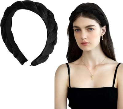 Elegante Velours Vlecht Haarband voor Dames - Brede Vintage Hoofdband, Mode Haaraccessoires in Zwart voor Elke Gelegenheid