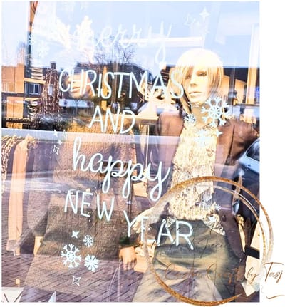 Herbruikbare Raamstickers - Merry Christmas and Happy New Year - Sneeuwvlok - Wit