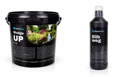 Aquabetta Vijveronderhoud Set - Sludge Up 1 Liter - Slib Weg 1 Liter - Slibverwijderaar voor Vijver - Bodemslib Afbreken - Natuurlijk Vijveronderhoud