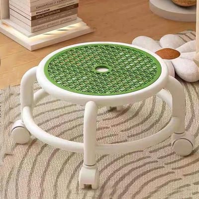 Rolstoel met Wielen - Draaibare Kruk - Klusjes Thuis - Vloervriendelijke Wielen - 35 cm Diameter - Groen