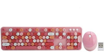 Allecto - Draadloos Toetsenbord en Muis - Retro Design - Stijlvol en Stil - Roze - Compatibel met Windows - Perfect voor Thuis en Kantoor