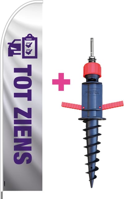 Beachflag - Tot Ziens #1 - Vlag + Grondboor + Rotator + Hengelsysteem + Draagtas - Actievlag.nl