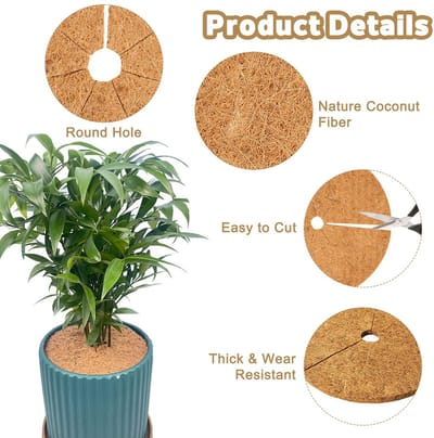 Kokosvezelschijf voor planten, mulchmatten van kokosnoot, mat voor potplanten, beschermt bomen, wortels, planten, koudebescherming, vorstbestendig (30 cm, 4 stuks)