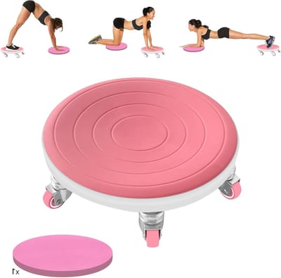 Buikspierwiel Set - Core Trainer - Kracht Training - Zes Wielen Ontwerp - 32 cm Diameter - Roze