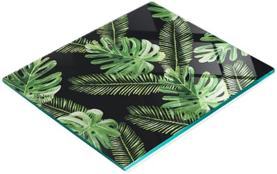 Glazen serveerplank met tropisch patroon, 60x52 cm