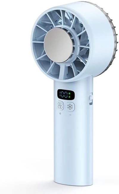 Draagbare Handventilator, Mini Turbo Ventilator, Zakventilator Met 5200mAh Accu, Koelend, Verstelbare Snelheid (1-100), Voor Reizen, Camping & Buiten, Blauw