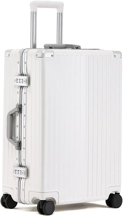 Harde Koffer - Reis Trolley - Veilig Reizen - Verstelbaar Handvat - 20 Inch - Wit