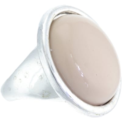 Behave - Ring - Vintage Zilverkleurige Ring met Beige Kunststof Steen – Tijdloze Elegant Statement Ring