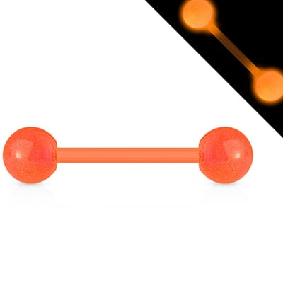 Piercing flexibele staaf glow in the dark oranje - LMPiercings