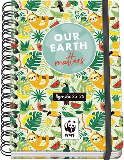 Schoolagenda 2025-2026 - A5 Formaat, Dubbele Spiraalbinding, Elastieksluiting, Harde Kaft, Weekoverzicht en Stickers