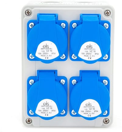 Wandverdeler voor Elektriciteit 4x230V Schuko - Zuurkast voor Binnen en Buiten