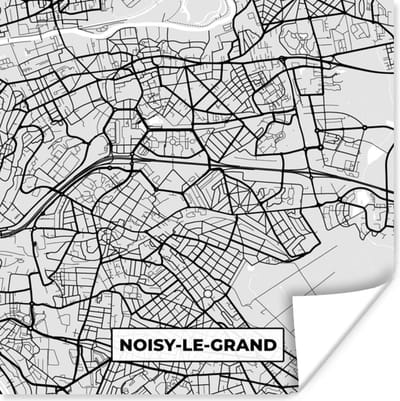 Poster Frankrijk - Noisy-le-Grand - Stadskaart - Plattegrond - Kaart - 100x100 cm XXL