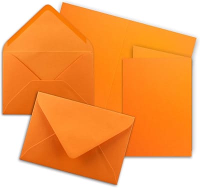 Wenskaarten Set - Kaarten met Envelop - Verjaardag Vieren - Zelfdichtende Envelop - 75 Sets - Oranje