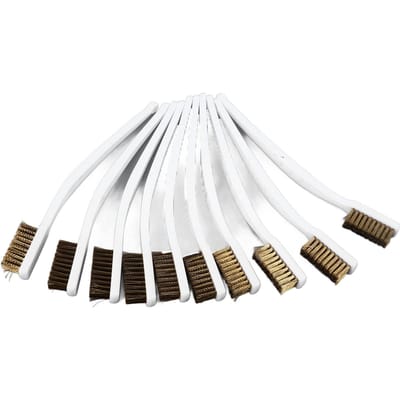 Messing Borstelset Anti-slip Gebogen Handvat Messing Draadborstels voor 3D Printer Mondstuk Hot End 10 stuks