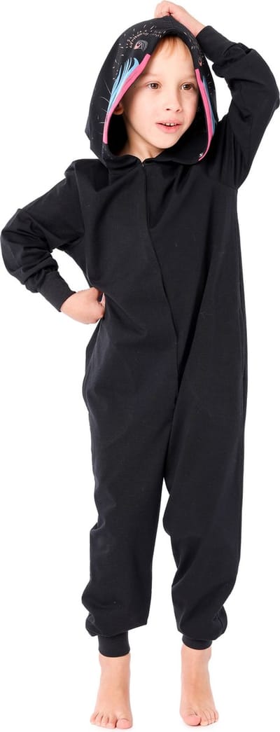 Ladeheid Kinderen Pyjama - Overal slapen - Lange mouwen - Lange broek - Katoen - LA-LA40-232-PJ - Zwart Pavian - 110-116