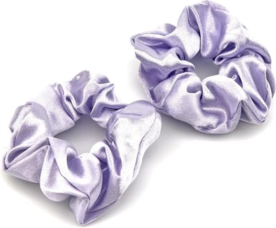 Set van 2 Paarse Zijden Scrunchies voor Dames, Zachte Satijnen Haarbanden, Perfect voor Ponytails en Krullend Haar, Elastische Haaraccessoires voor Lang en Dik Haar